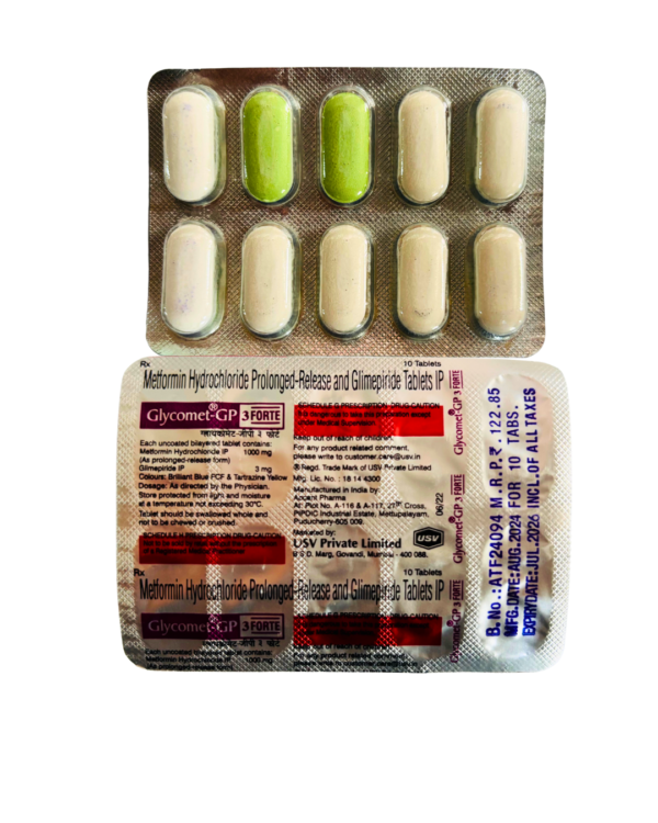Glycomet GP 3 Forte | By USV | 10 Tablets